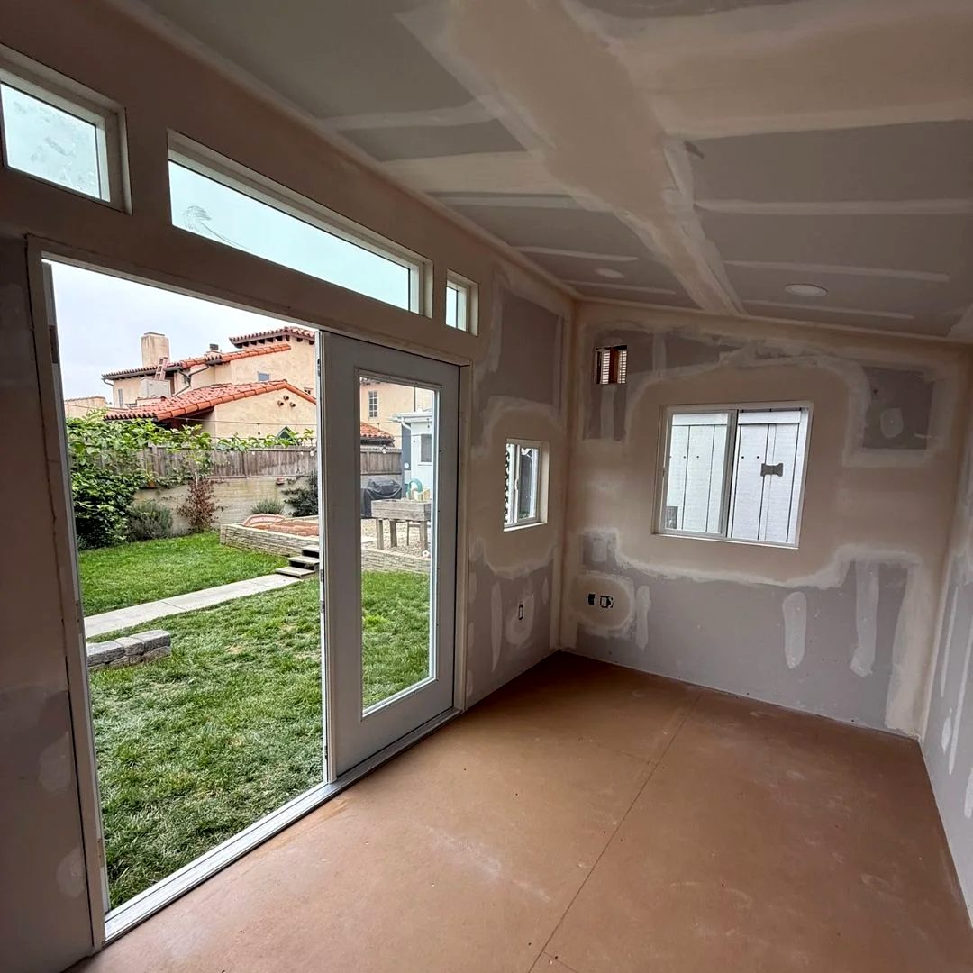 Drywall taped and finished in a backyard ADU by Pro-Elite Drywall
